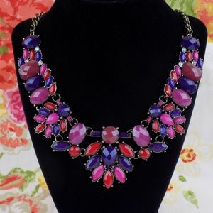 purple and pink statement necklace